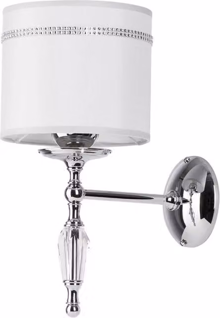 Applique Jupiter HILTON cromata argento e grigia con cristalli, attacco E27