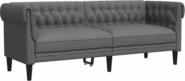 Divano | Divano da soggiorno | Sofa Chesterfield a 3 Posti Grigio Scuro in Tessuto