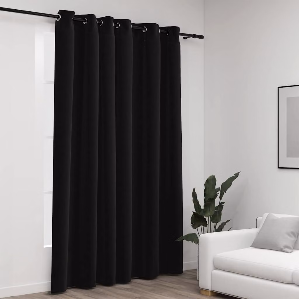 Tende Oscuranti vidaXL con Effetto Lino e Occhielli, Colore Antracite, L: 290 cm, H: 245 cm