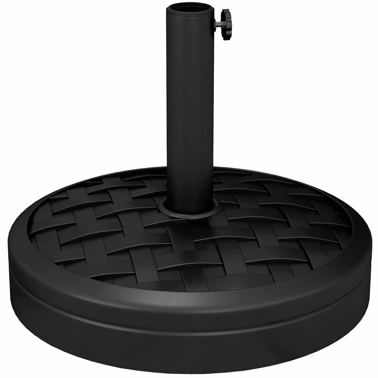Supporto per ombrellone in cemento, peso 18 kg, adatto per ombrelloni con diametro del palo di 32/38/48 mm | Colore: nero | Dimensioni: 45x45x36 cm