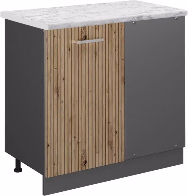 Mobile ad angolo cucina R-Line Rovere artigianale/Antracite 86 cm PL Marmo Vicco