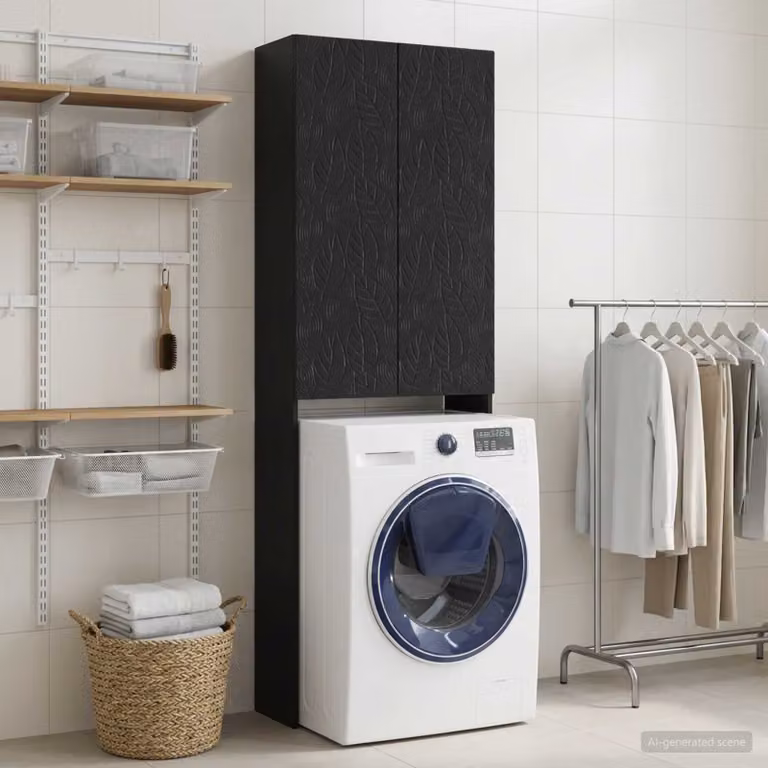 Mobiletto da bagno vidaXL DELFT nero in legno ingegnerizzato L: 66 cm, P: 25,5 cm, H: 190 cm