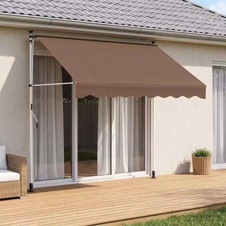 Tenda retrattile manuale vidaXL in poliestere beige L: 200 cm, P: 300 cm
