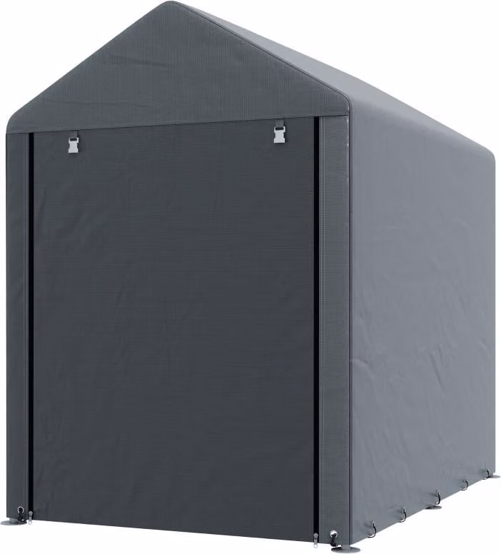 Fortuna Lai Casetta da giardino, tenda da magazzino, robusta e resistente alle intemperie, telaio in acciaio, 1,2x1,8x1,6 m, grigio scuro