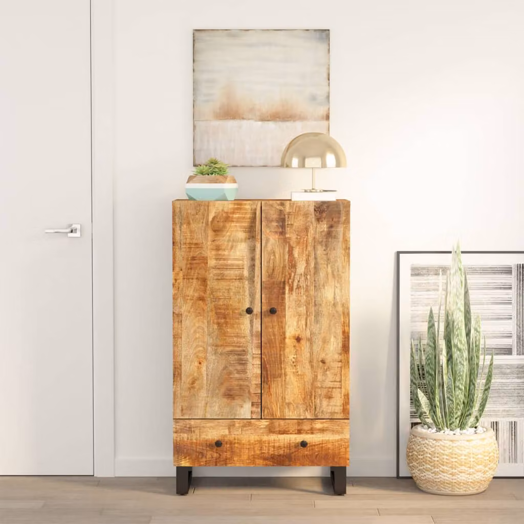 Credenza con Cassetto vidaXL in Legno di Mango e Ferro, Stile Industriale, Marrone, L 60 cm x P 33 cm x H 100 cm