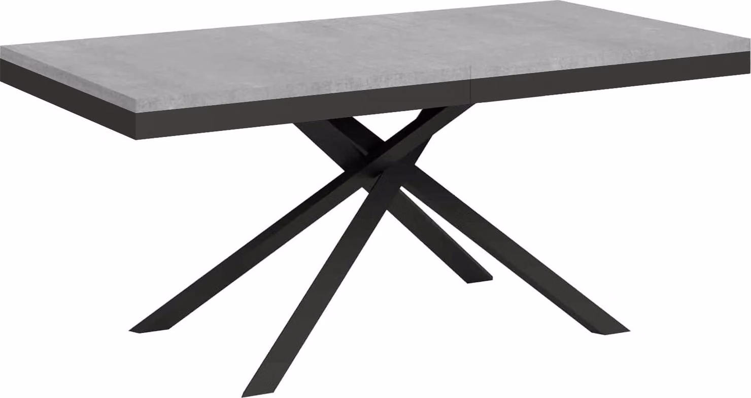 ITYHOME - Tavolo allungabile 180/440x90 cm Karida Evolution cemento telaio e gambe antracite