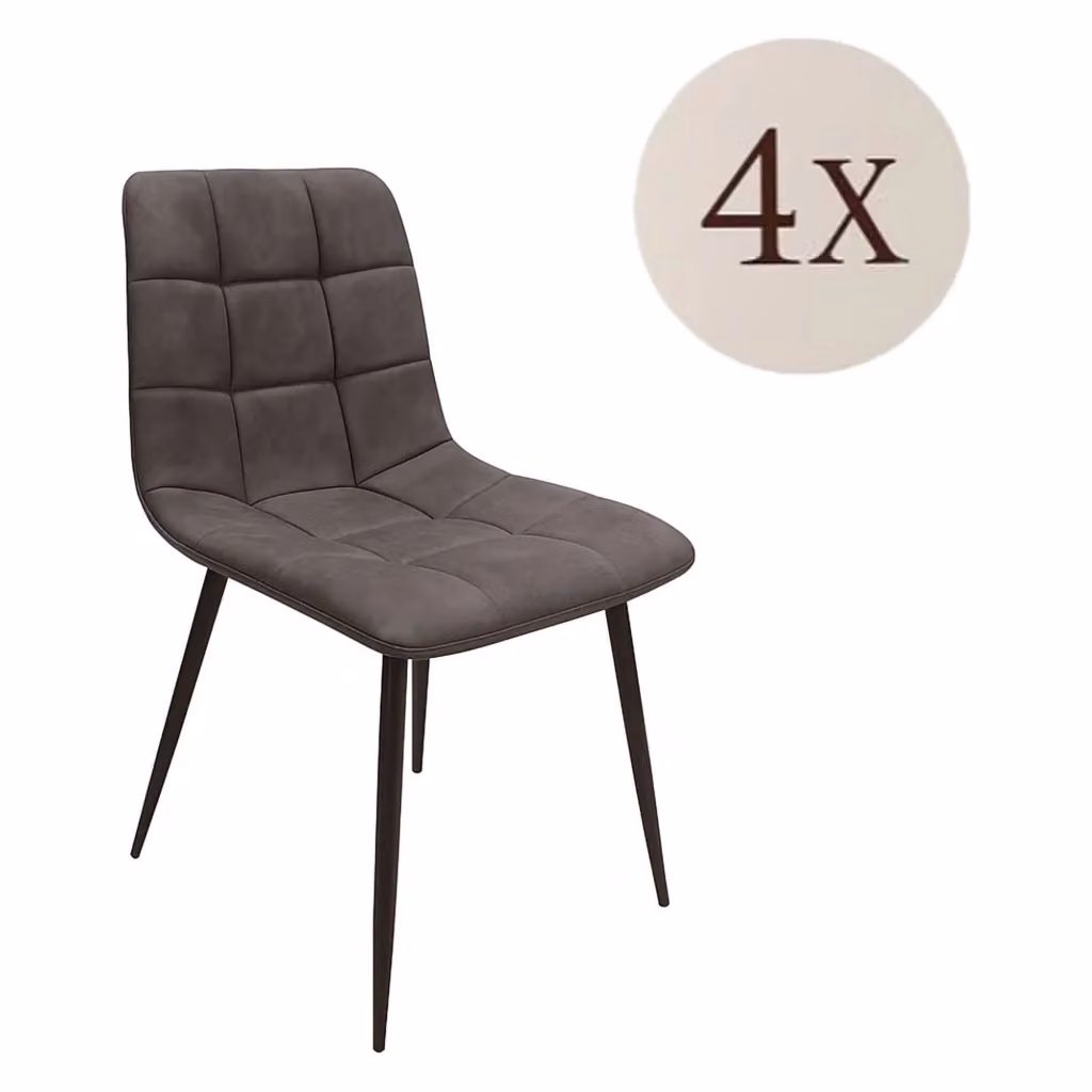 Set di 4 sedie Osasco DMORA in tessuto velvet grigio scuro e metallo nero per cucina e soggiorno – 2