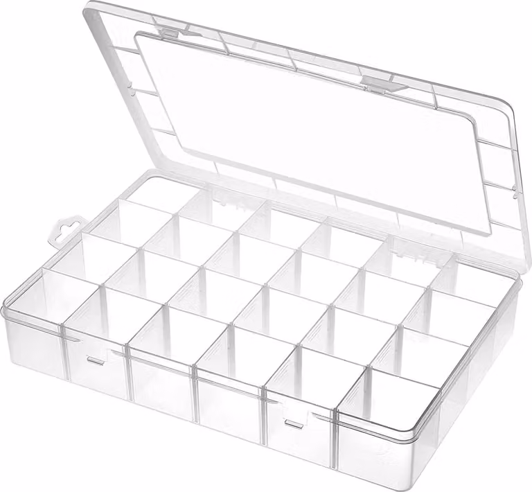 Scatola di selezione in plastica extra large - 24 scomparti - per pezzi piccoli