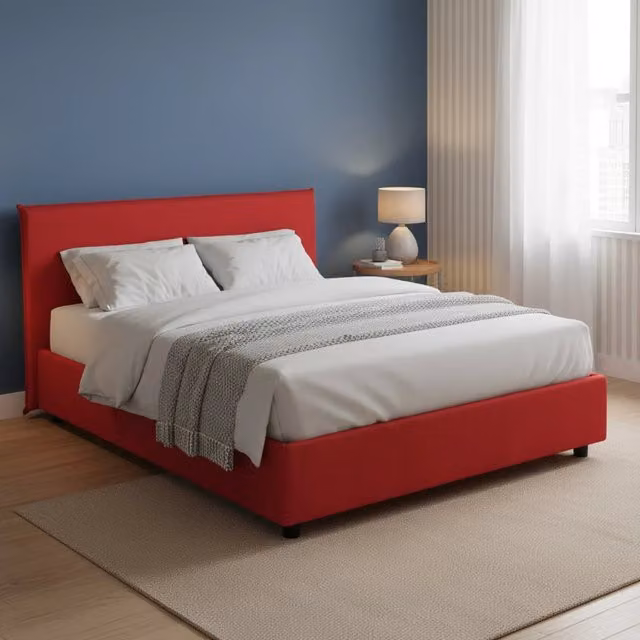 Letto Matrimoniale Arcan Talamo Italia Rosso con Contenitore a Sollevamento L/P/H: 160 x 200 cm