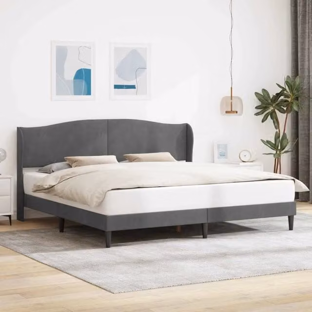 Struttura del letto moderna vidaXL in velluto grigio con legno e metallo L/P/H: 202 x 180 x 140 cm – 1