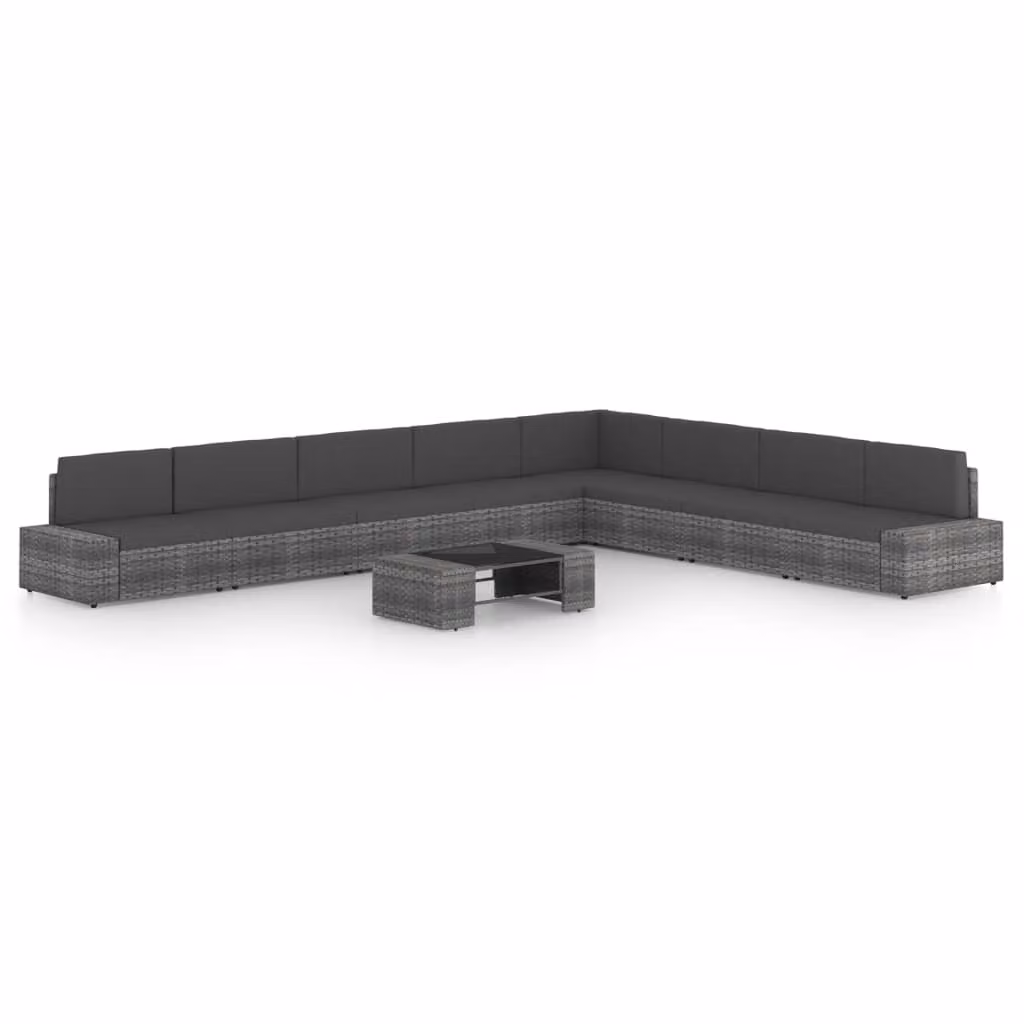 Maison Exclusive - Set da giardino 9 pezzi con cuscini grigio in polyrattan