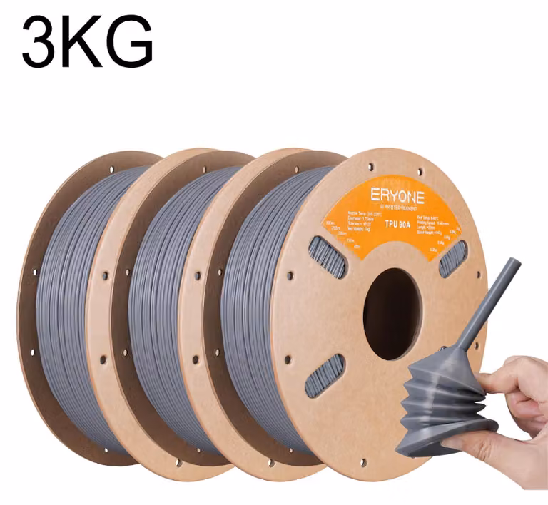 Filamento TPU per stampa 3D - TPU A90 - 3 kg - 1,75 mm - 90A - tolleranza ±0,03 mm - Flessibile - Grigio
