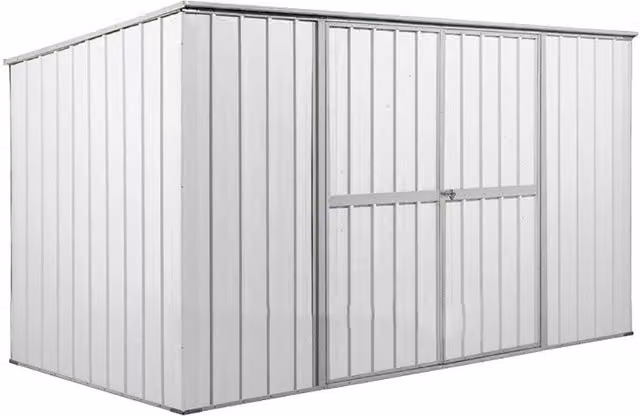 Casetta Box da Giardino in Lamiera di Acciaio Porta Utensili 345x186x192 cm Enaudi Bianca