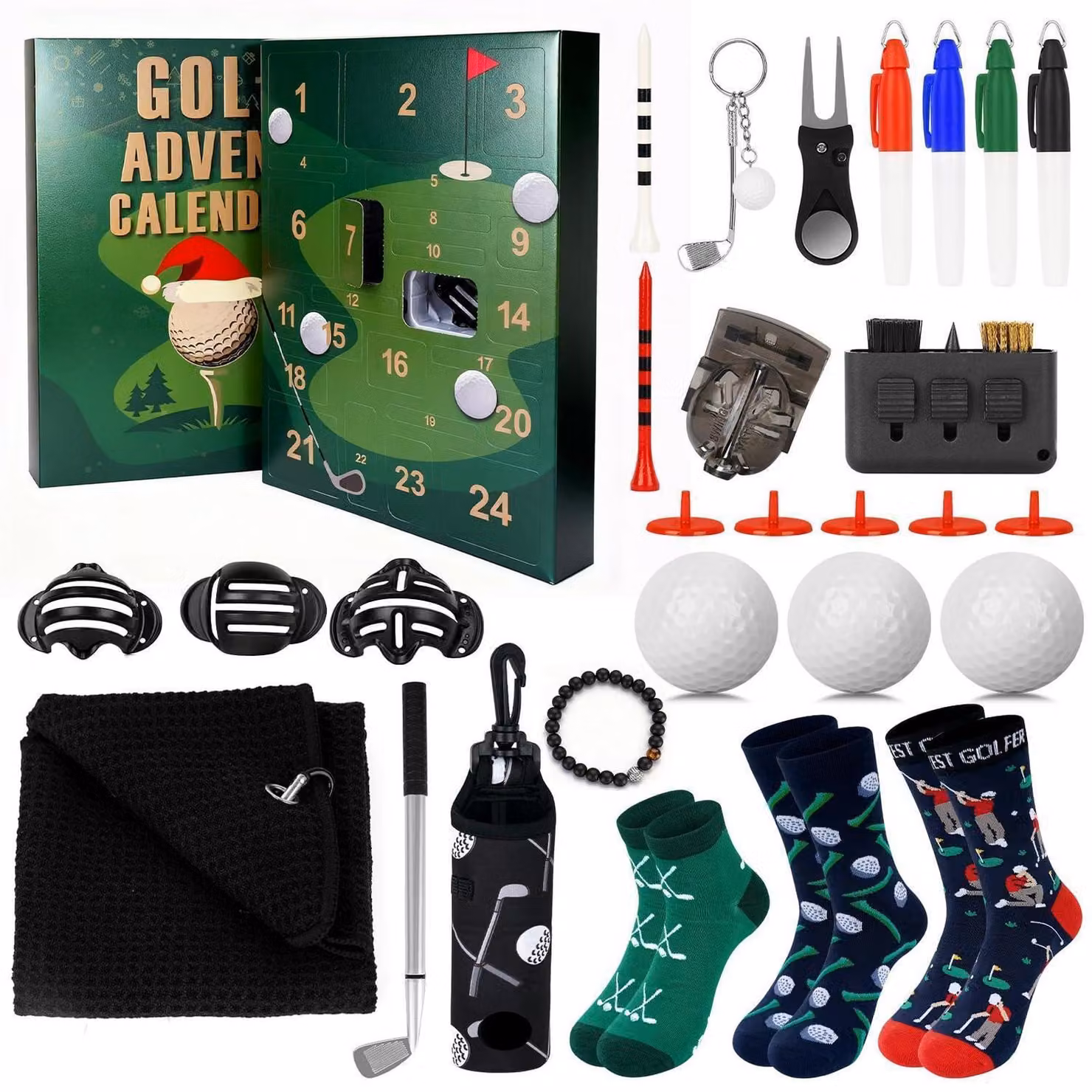 Calendario dell'Avvento per golfisti, edizione 2026, per uomini, con 24 sorprese e accessori