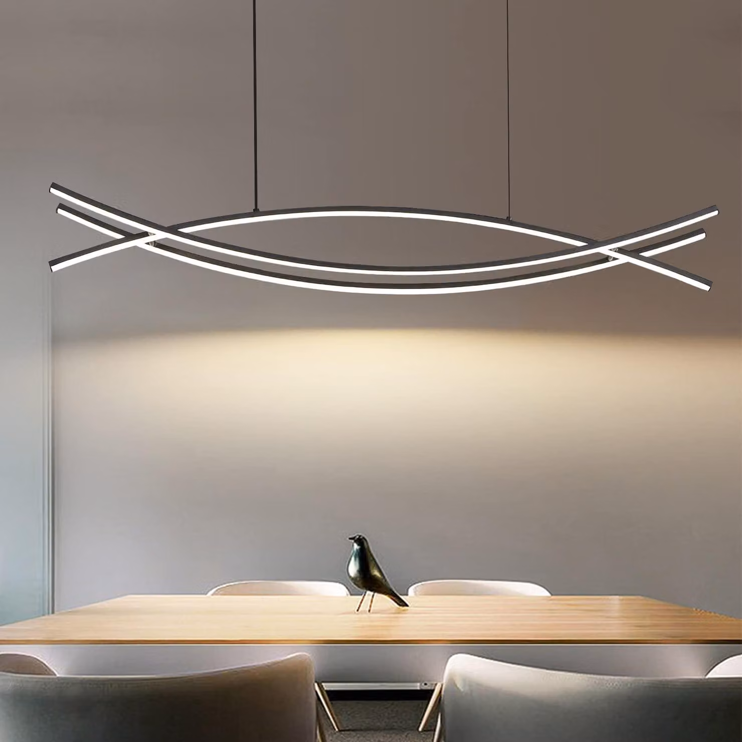 Lampada a sospensione a LED, 120 cm, nera, dimmerabile, con altezza regolabile