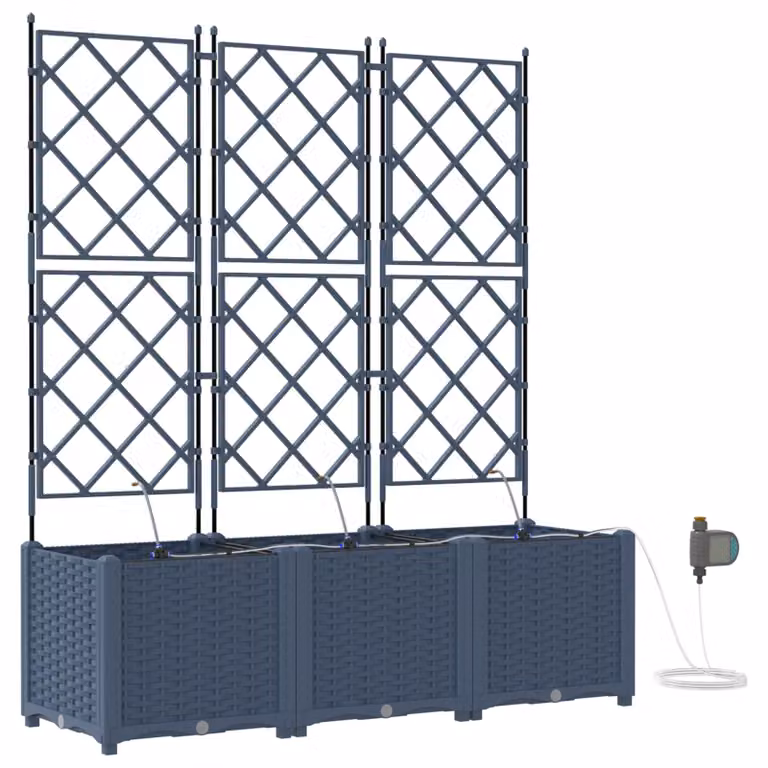 Set di 3 vasi da giardino vidaXL in plastica grigi, L/P/H: 120 x 40 x 142 cm