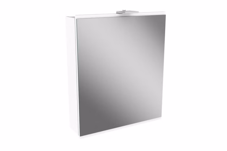 FACKELMANN Armadietto a specchio LED LIMA / Armadietto da bagno con chiusura ammortizzata / Dimensioni (L x A x P): circa 60 x 73 x 15,5 cm / Mobile per WC o bagno / Corpo: bianco / Frontale: bianco/specchio