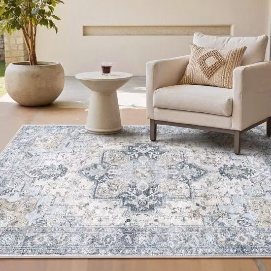 Tappeto vintage per soggiorno 160x230cm, Tappeti per soggiorno, Tappeti lavabili, Tappeto boho, Grande tappeto antiscivolo, Camera da letto, Sala da pranzo, Ufficio