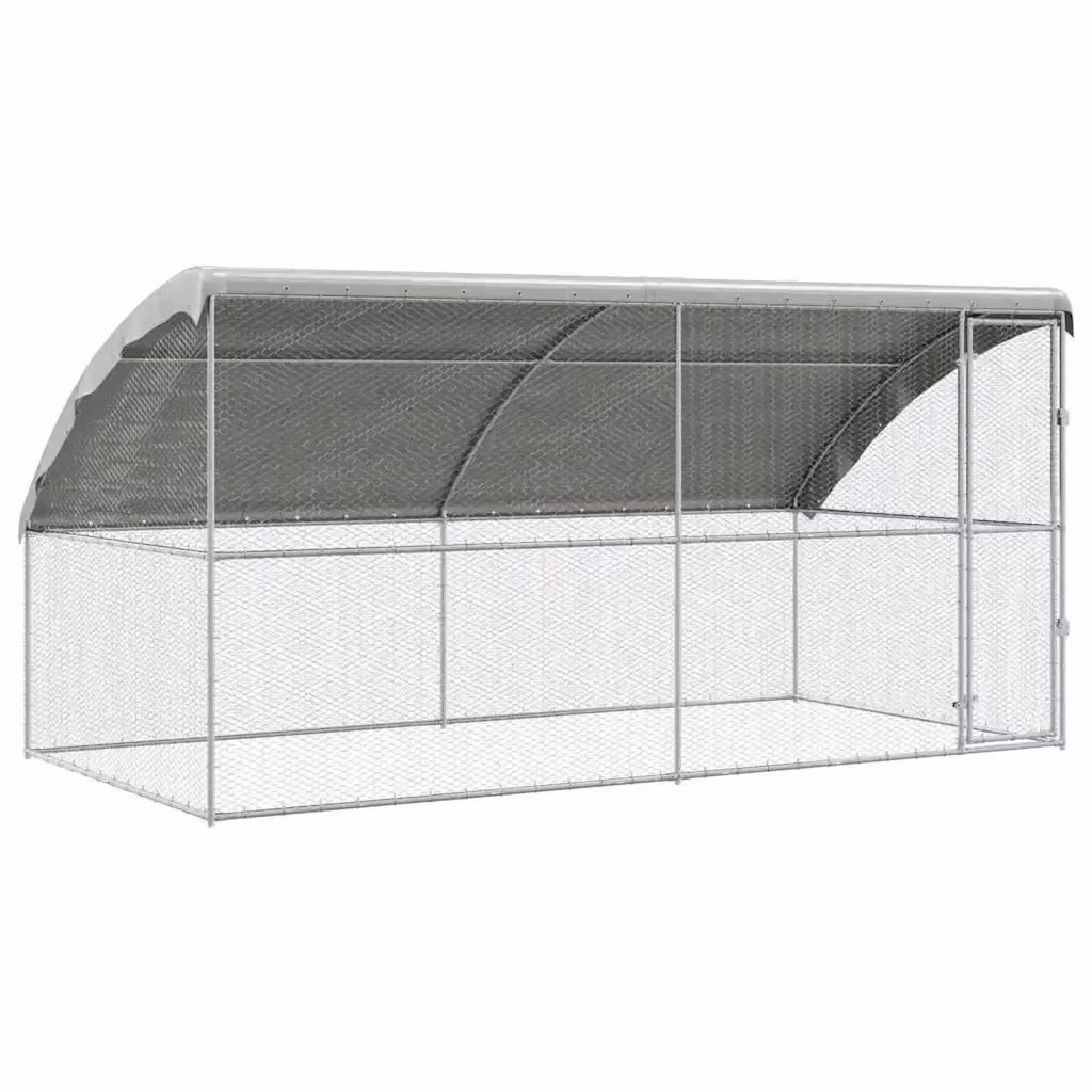 Set di 2 gabbie per polli con 1 porta in acciaio zincato color argento vidaXL L/P/H: 400 x 200 x 200 cm – 2