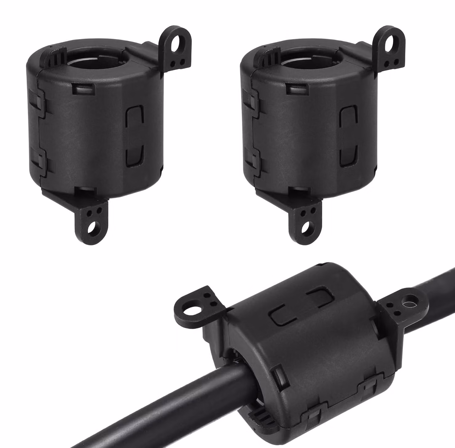 Confezione da 2 anelli ferromagnetici (Ferrit-Clip), diametro 19 mm, filtro EMI per cavi USB