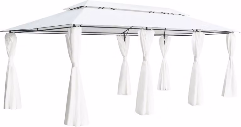 The Living Store Padiglione con tende 600x298x270 cm Bianco 180g/m²