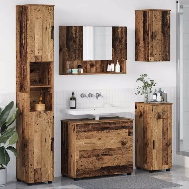 Set di mobili per il bagno 5 pz Legno vecchio 35 x 30 x 192 cm 3393081