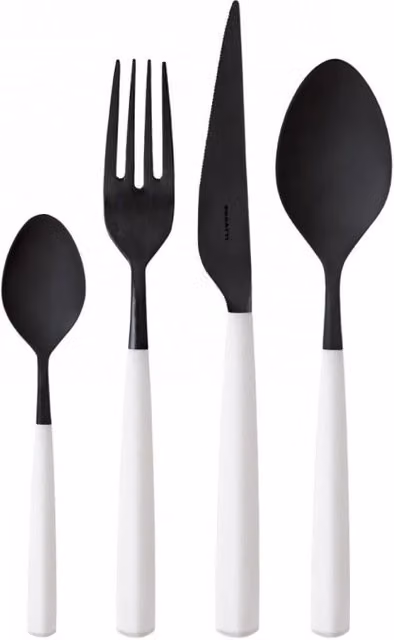 ATHENA Black Diamond, Posate Set 24 pz, Scatola Window, Casa Colore: Bianco