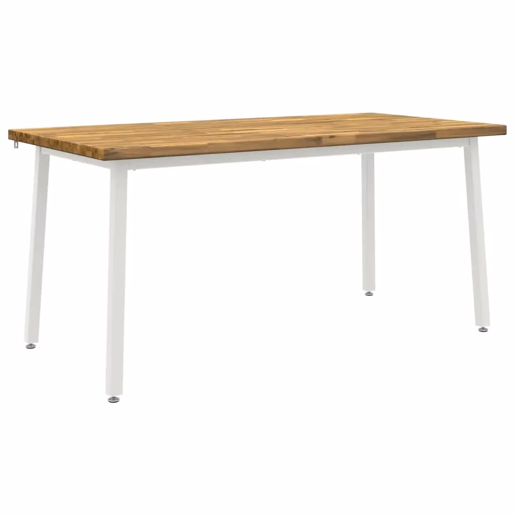 Tavolo da pranzo moderno in legno di acacia vidaXL, L/P/H: 160 x 70 x 75 cm, Bianco e Marrone