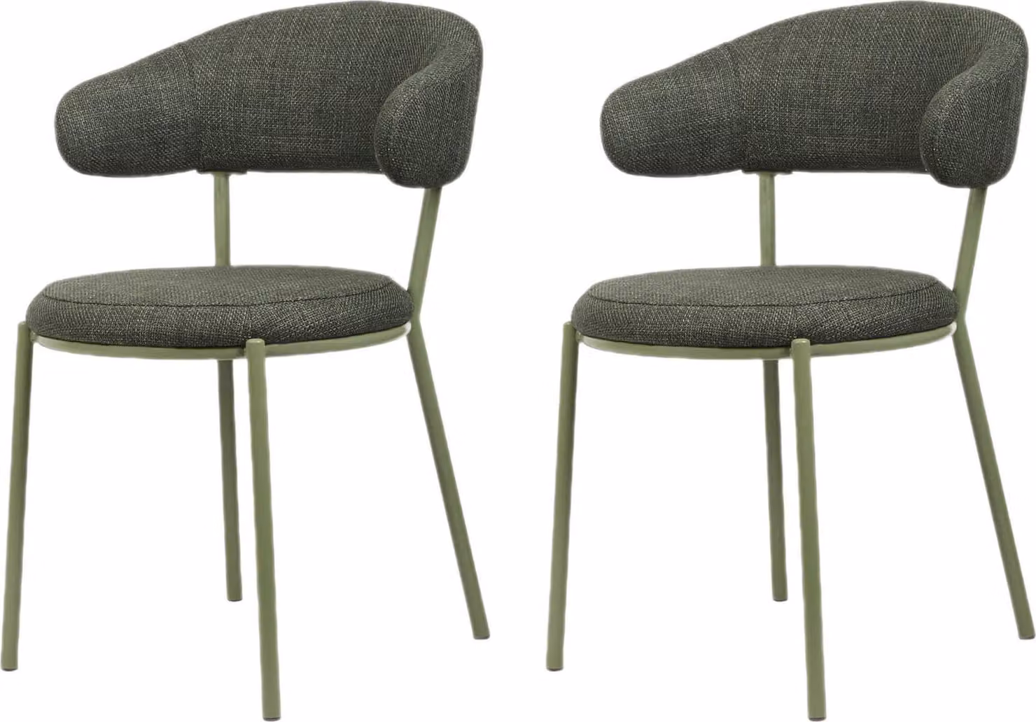Rebecca Mobili sedie Zeita 80,5x47,5x57,5 Tessuto poliestere Acciaio Verde Moderno SET 2 pezzi
