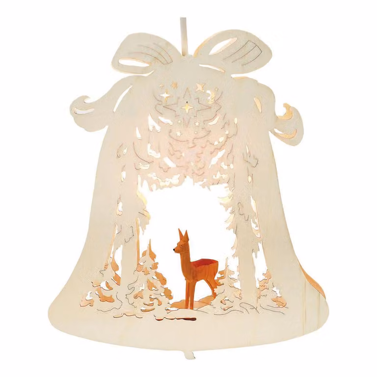 "Campanello con decoro di cervo", illuminazione elettrica, include lampadine LED. Dimensioni: 24x28x4,5 cm. NUOVO