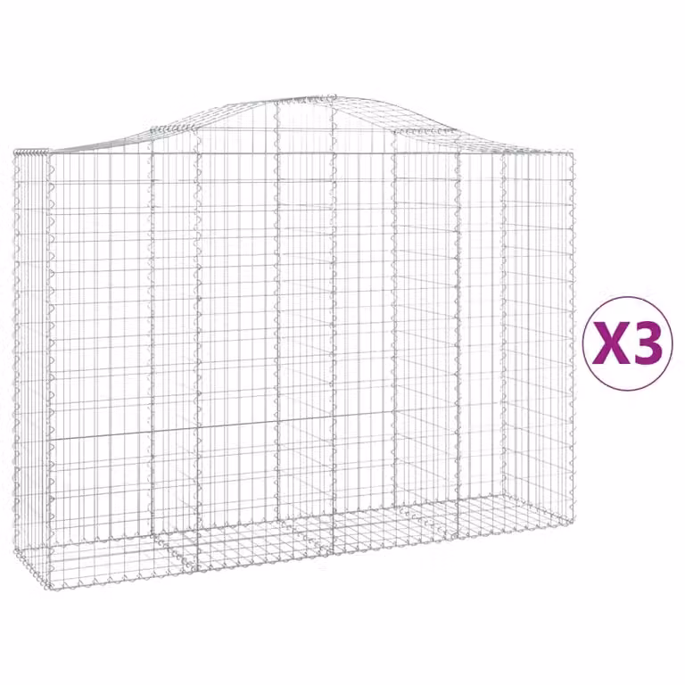 Cesti Gabbioni ad Arco 3 pz 200x50x140/160 cm Ferro Zincato