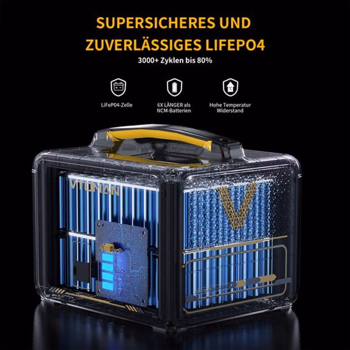 Centralina portatile - 600W - 640Wh - Batteria LiFePO4 - Ideale per uso domestico e all'aperto