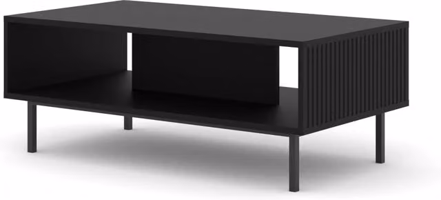 TAVOLINO DA CAFFÈ RAVENNA B IN MDF FOGLIATO 90x60x45 NERO OPACO STRUTTURA NERA
