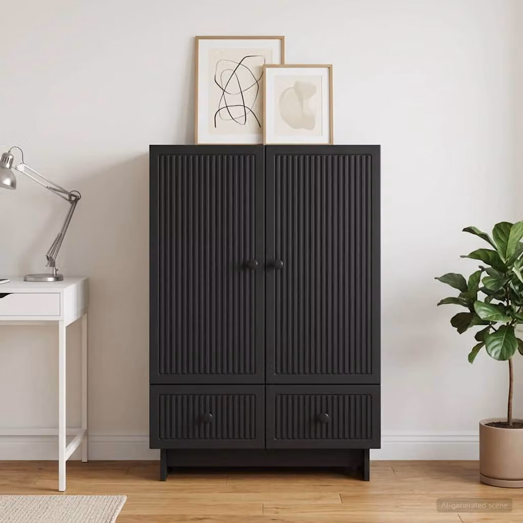 Credenza vidaXL in legno ingegnerizzato nero opaco L 66 x P 34,5 x H 95 cm