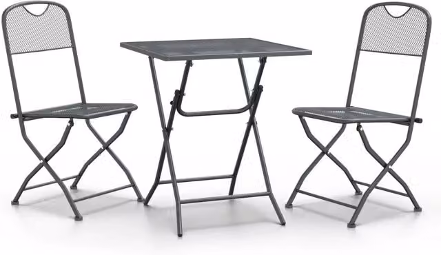 Set da Pranzo per Giardino 3pz in Acciaio Verniciato Antracite Opaco con Design Moderno – 1