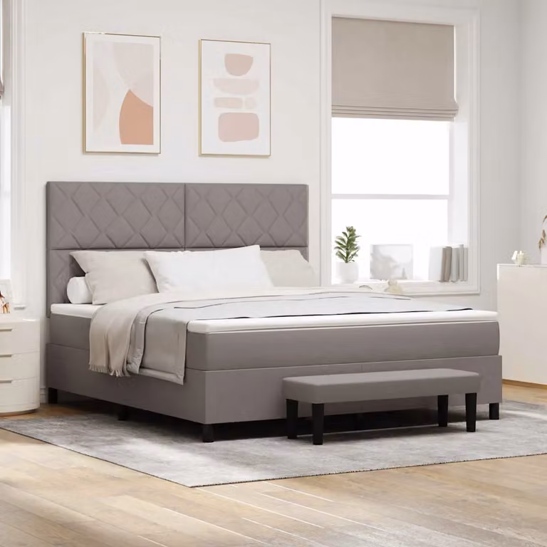 Letto Ibrido con Molle a Tasche e Testiera Talpa vidaXL, Grigio, L: 180 cm, P: 200 cm, H: 203 cm