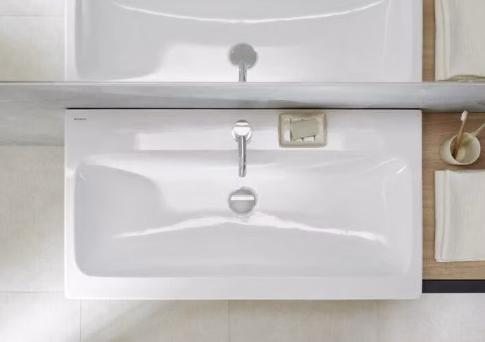 Geberit iCon Light lavabo, 120 cm x 48 cm, avec 2 trous pour robinets, sans trop-plein,501837, 501.837.00.6, 501.837.00.6