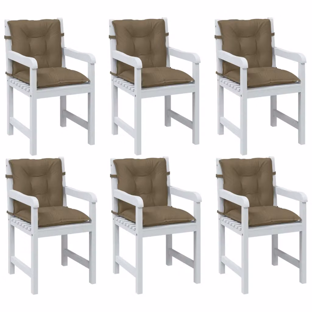 Set di 6 cuscini per sedia con schienale basso vidaXL in tessuto resistente ai raggi UV e antiscivolo, colore beige/grigio mélange