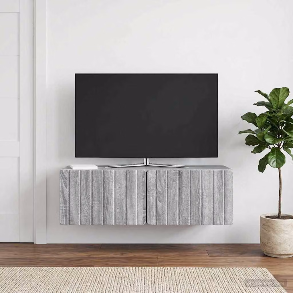 vidaXL Mobile Porta TV da Muro Moderno in MDF Grigio L: 98 cm, P: 41 cm, H: 30 cm