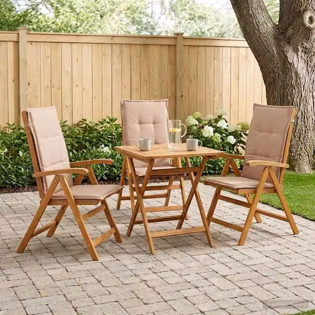Sedie da giardino reclinabili 3 pz Naturale 42041436