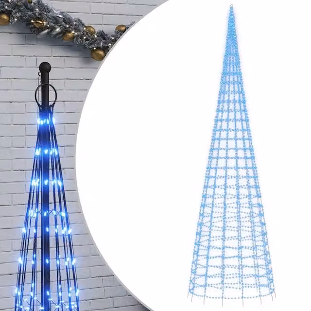 Albero di Natale a LED-Luci decorative natalizie su Pennone 3000 LED Blu 800 cm