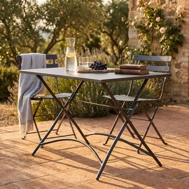 Tavolo Bristol Cosma moderno in metallo con piano pieghevole per giardino e balcone L: 110 cm, P: 70 cm