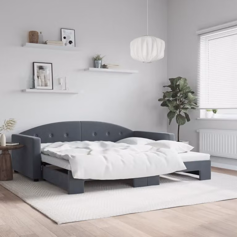 vidaXL Divano Letto con Letto Estraibile in Velluto Grigio L: 222 cm, P: 110 cm, H: 75 cm