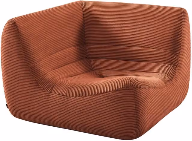 Poltrona angolare in velluto a coste, terracotta
