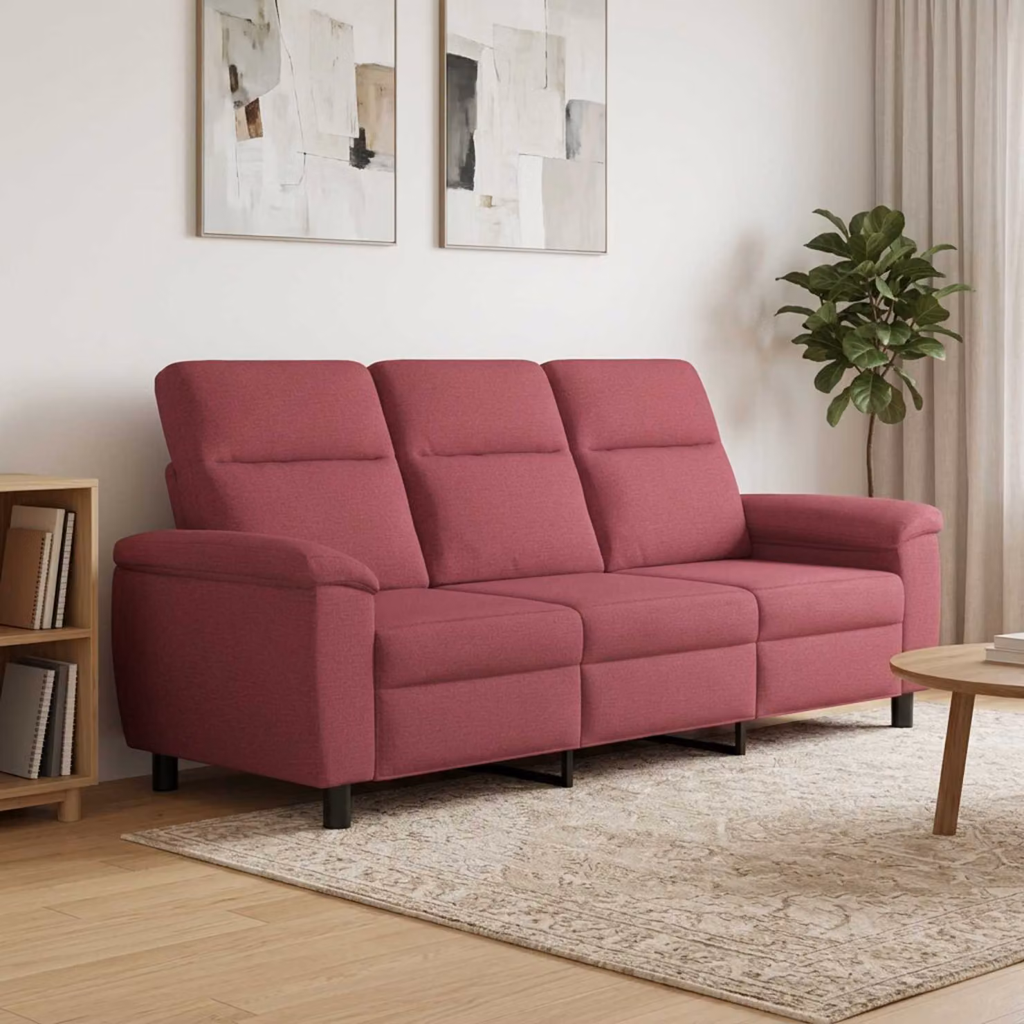 Divano moderno vidaXL in tessuto rosso con struttura in metallo L: 214 cm, P: 90 cm, H: 95 cm