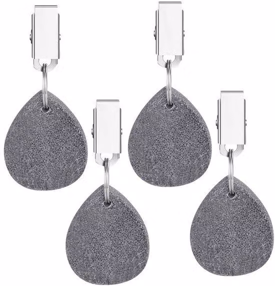 Pesi per tovagliette in pietra naturale, set da 4, per esterni, pietre con clip per decorazioni da tavola, picnic, feste all'aperto