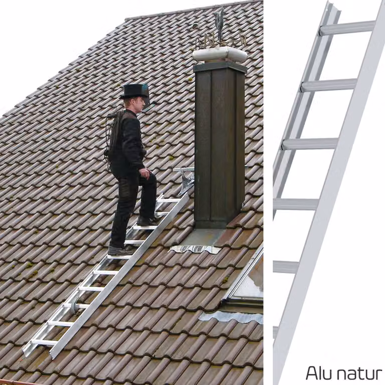MUNK Günzburger Dachleiter Aluminium Alu natur 15 Stufen 4,20m