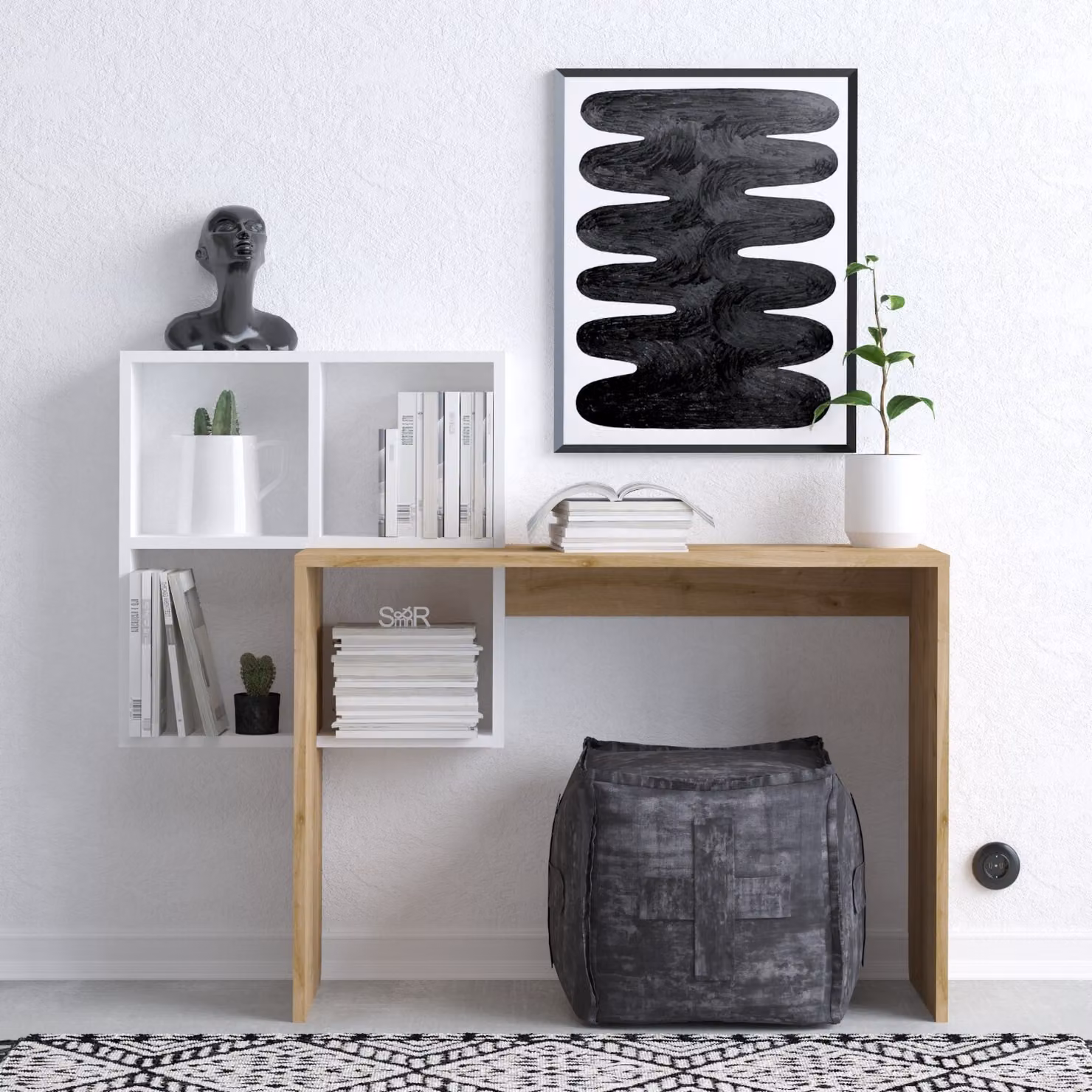Skye Decor, Adell, scrivania, bianco, 100 % MELAMINE COATED SLIPBOARD, 98 x 45 x 124 cm