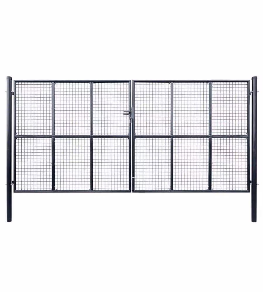 Cancello per Giardino in Acciaio Zincato Grigio 400x200 cm