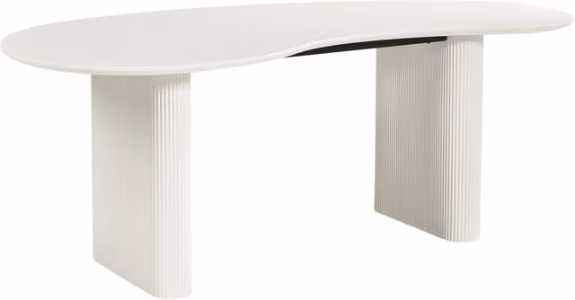 Tavolo da pranzo moderno 198 x 93 cm Forma irregolare Gambe nervate industriali MDF Bianco